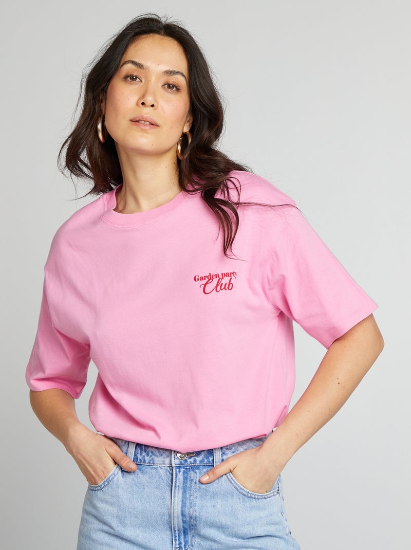 T-shirt en jersey manches courtes imprimé ROSE - Kiabi