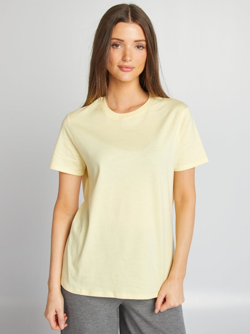T-shirt en jersey manches courtes JAUNE - Kiabi