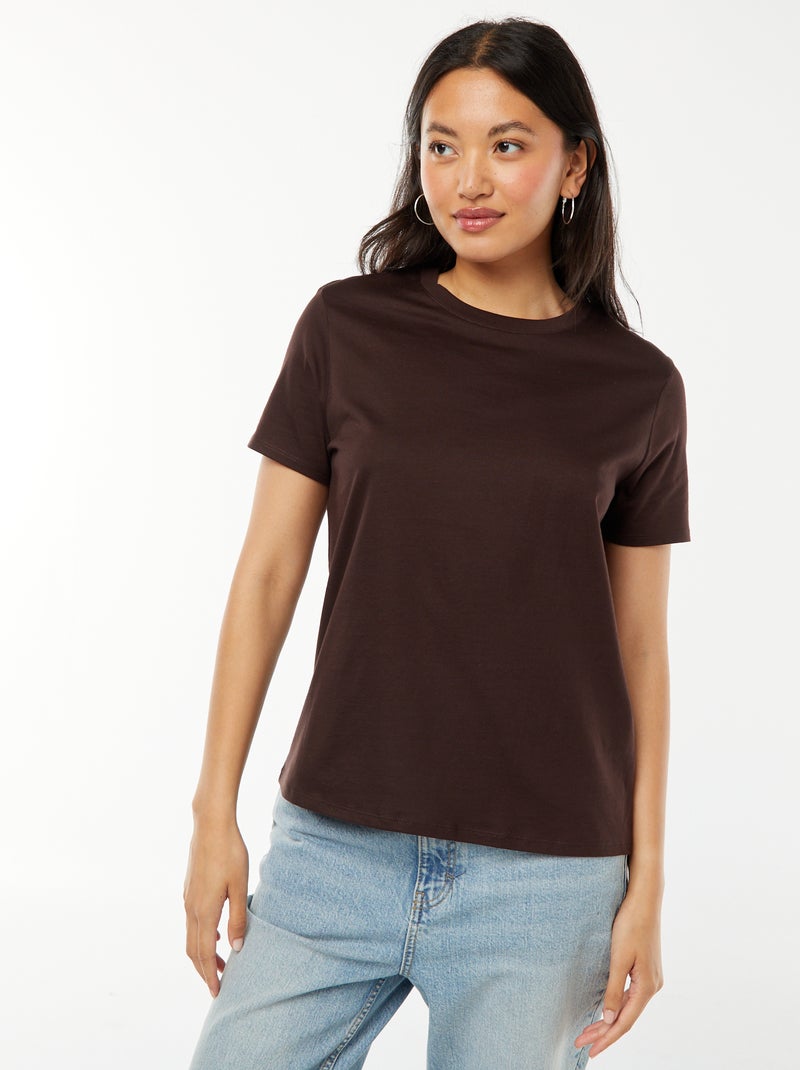 T-shirt en jersey manches courtes Marron - Kiabi