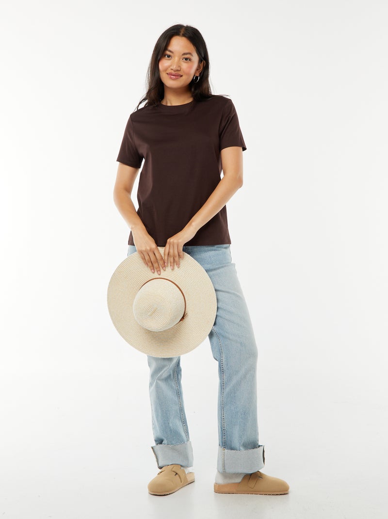 T-shirt en jersey manches courtes Marron - Kiabi