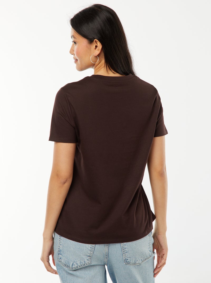 T-shirt en jersey manches courtes Marron - Kiabi