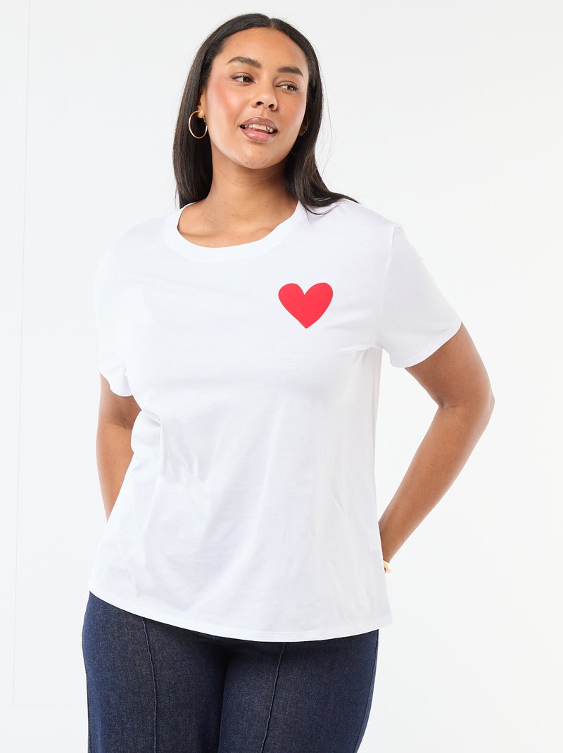 T-shirt en jersey manches courtes 'OUI' BLANC - Kiabi