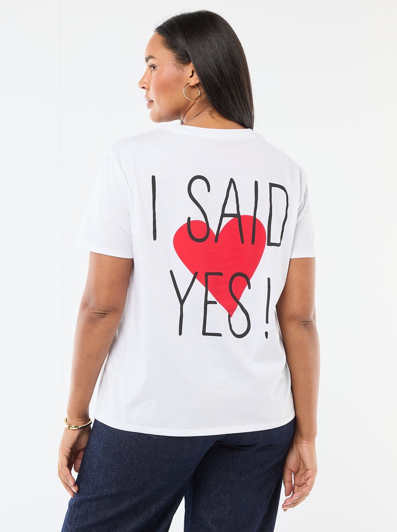 T-shirt en jersey manches courtes 'OUI' BLANC - Kiabi