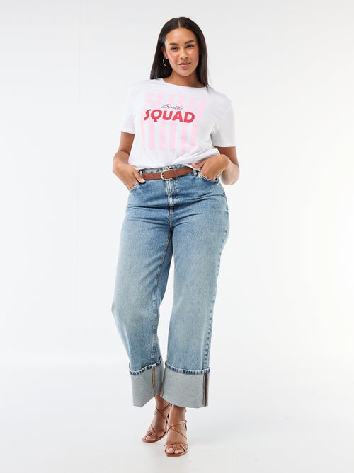 T-shirt en jersey manches courtes 'OUI' - Kiabi