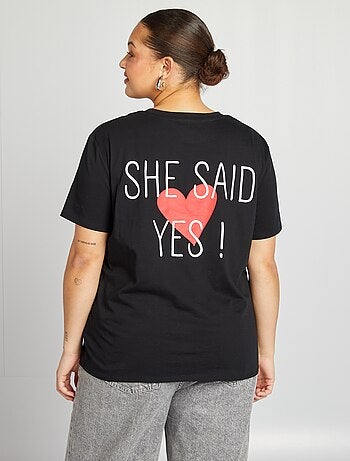 T-shirt en jersey manches courtes 'OUI'