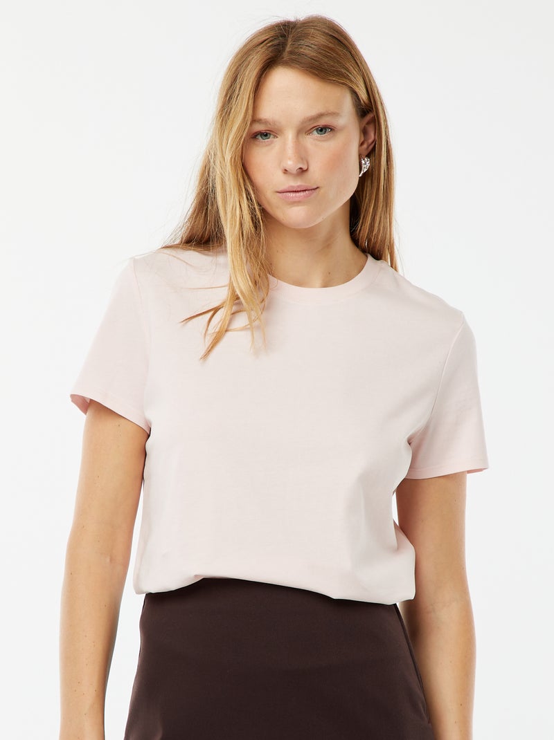 T-shirt en jersey manches courtes Rose - Kiabi