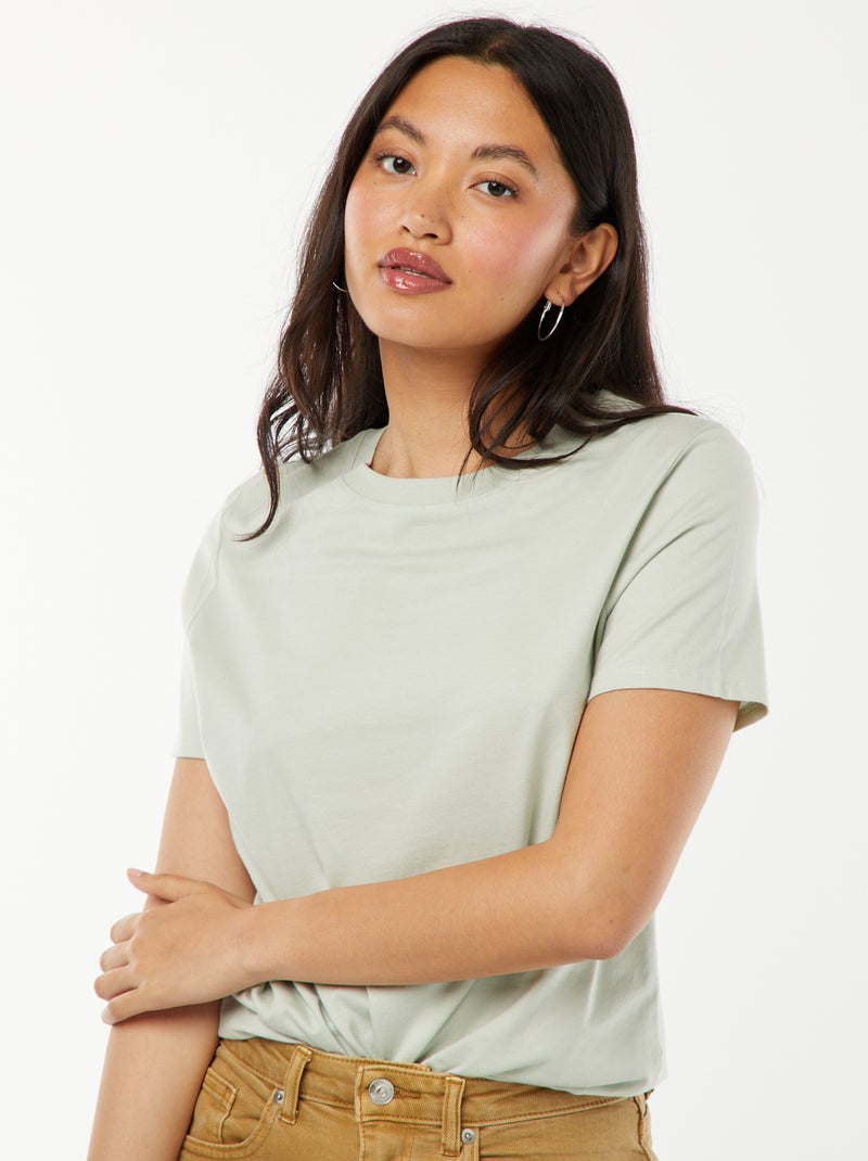 T-shirt en jersey manches courtes Vert amande - Kiabi