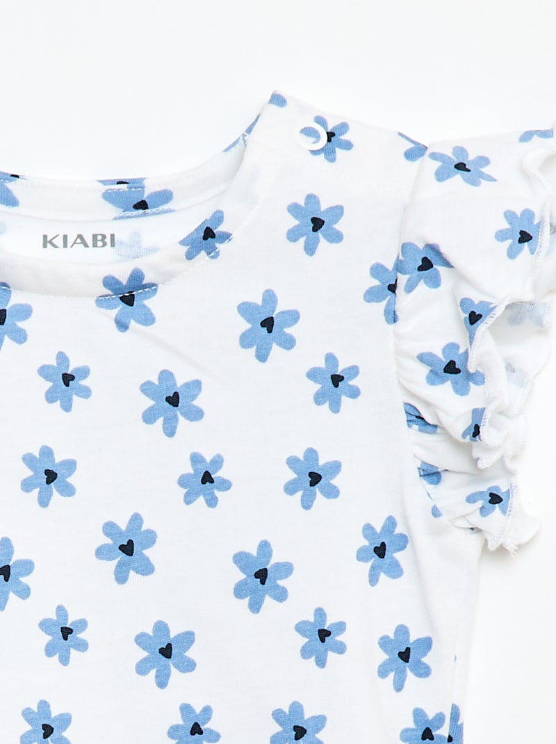 T-shirt en jersey manches courtes volantées Blanc - Kiabi