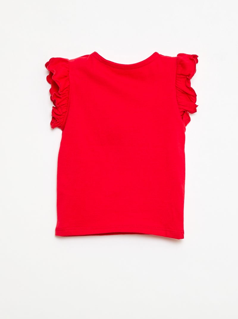 T-shirt en jersey manches courtes volantées Rouge - Kiabi