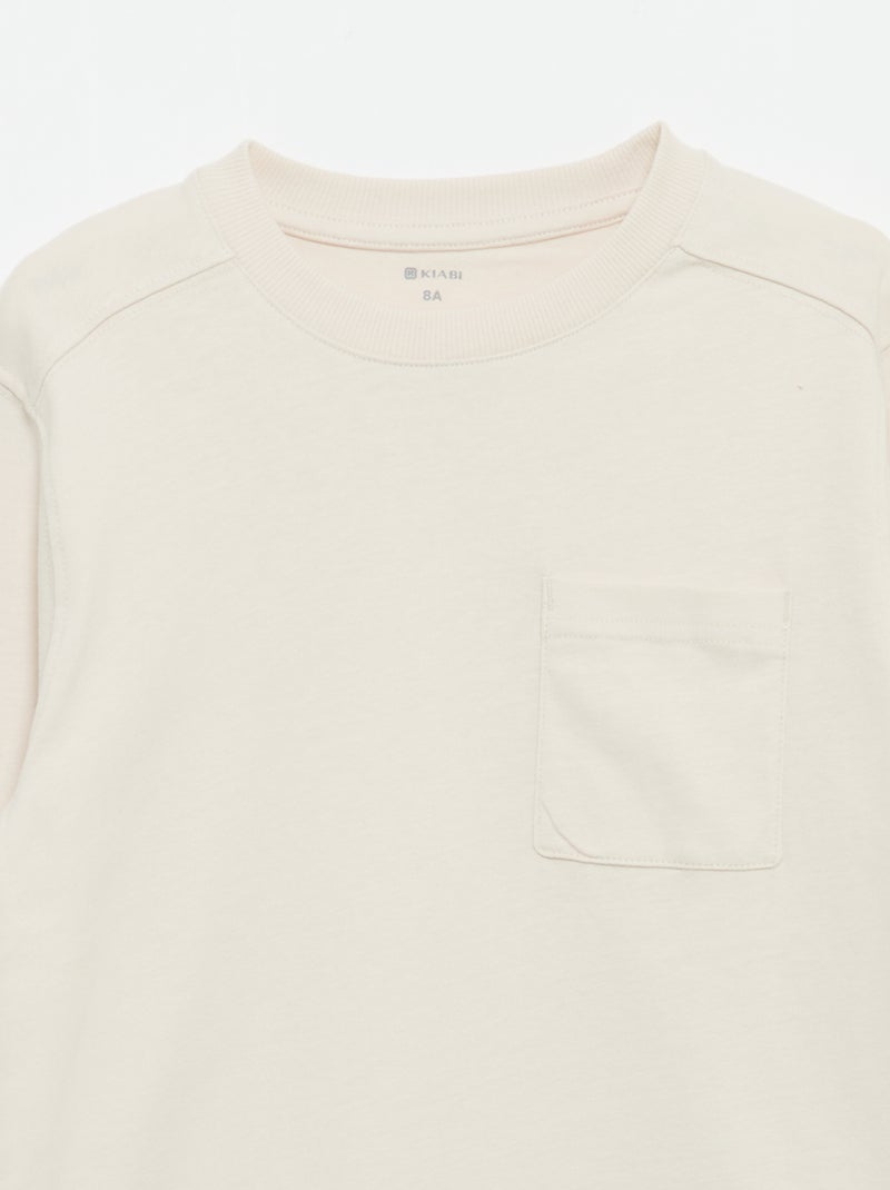 T-shirt en jersey manches longues Blanc - Kiabi