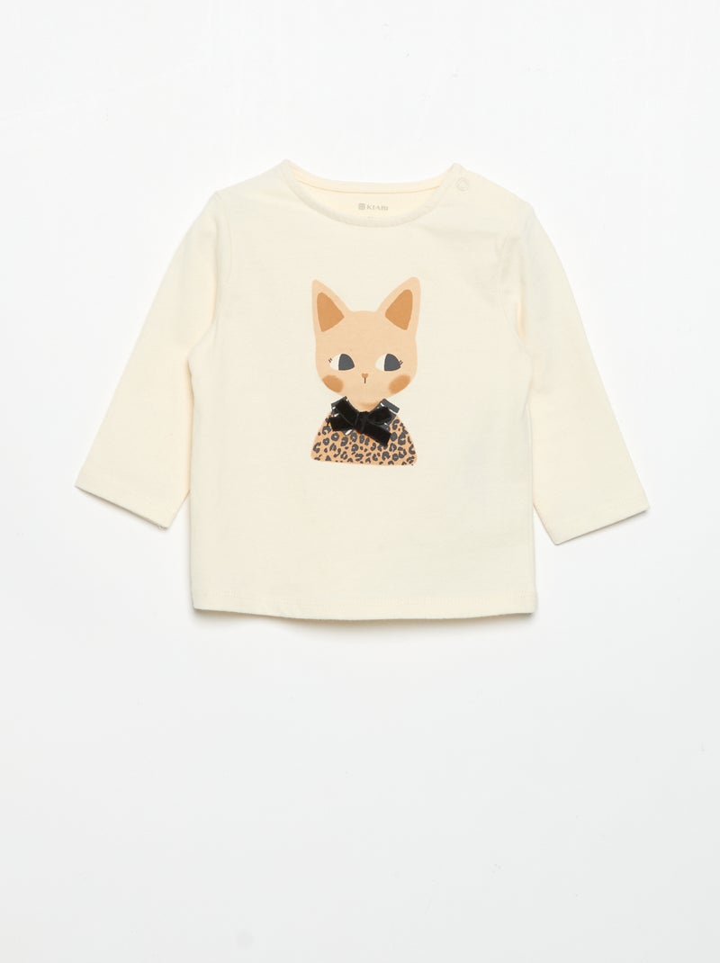 T-shirt en jersey manches longues Blanc - Kiabi