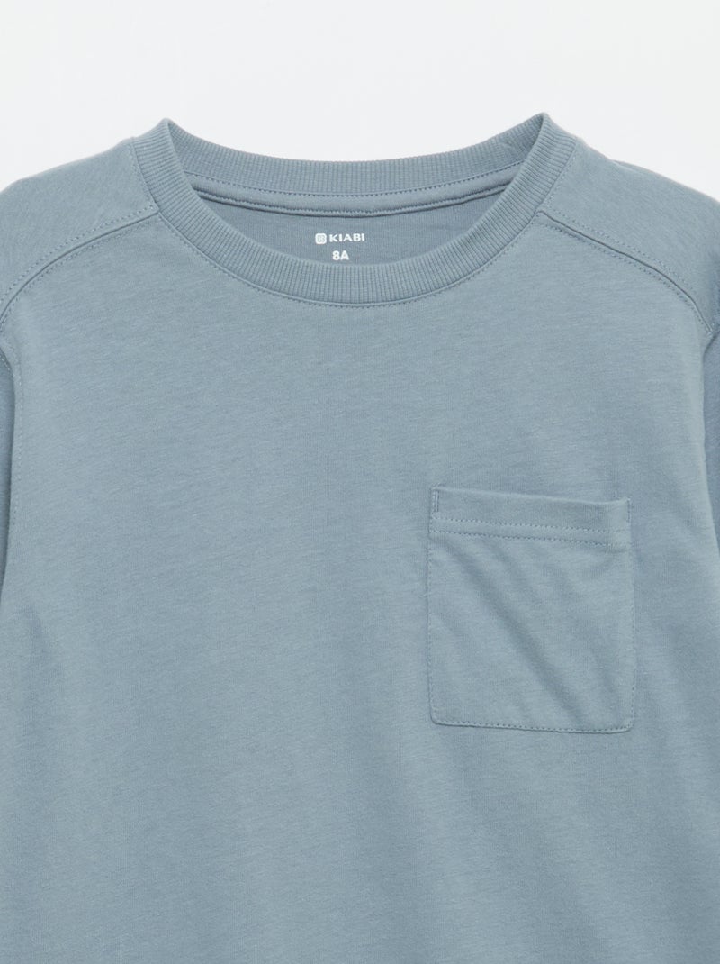 T-shirt en jersey manches longues Bleu - Kiabi