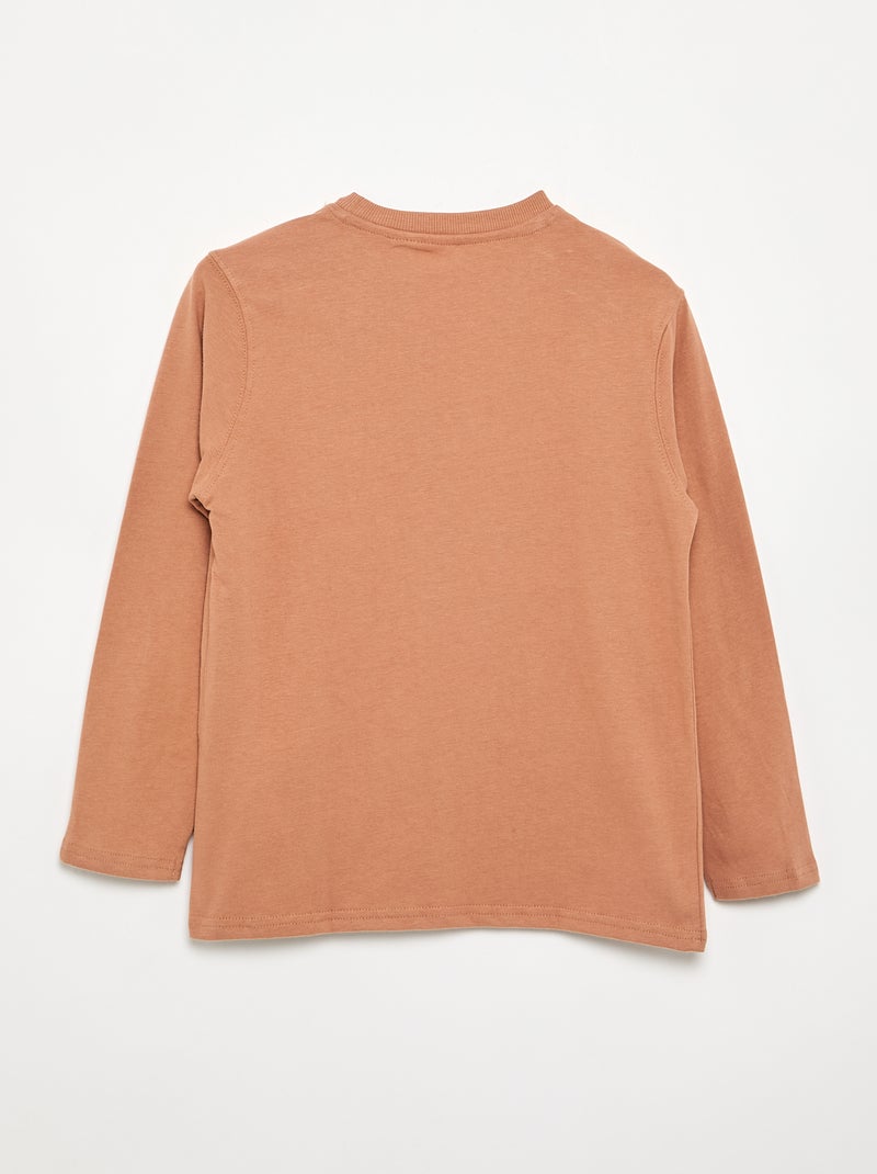 T-shirt en jersey manches longues Marron - Kiabi