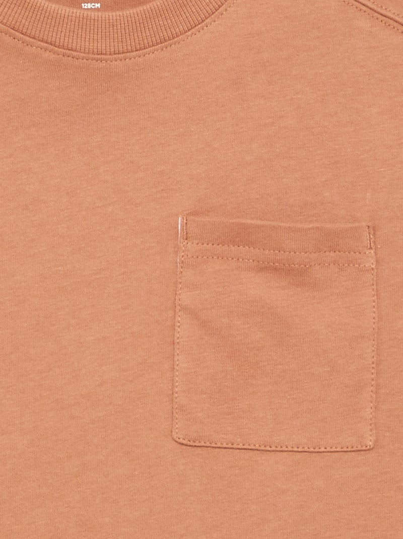 T-shirt en jersey manches longues Marron - Kiabi
