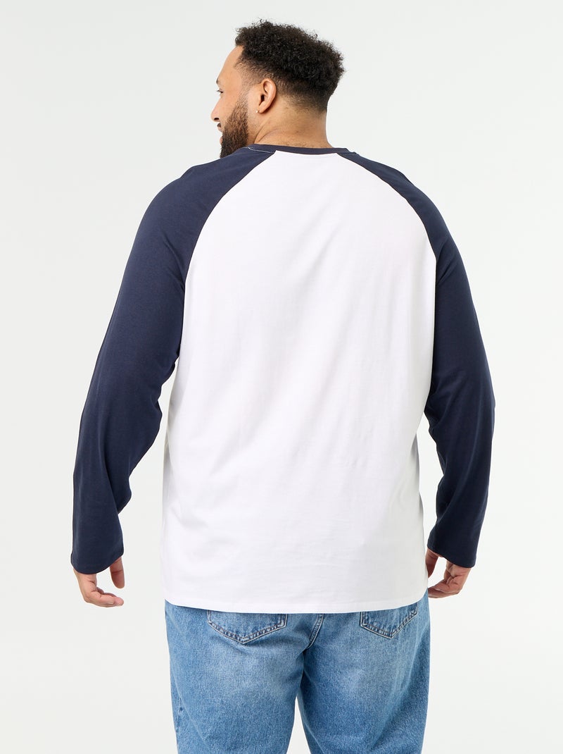 T-shirt en jersey manches longues raglan Bleu - Kiabi