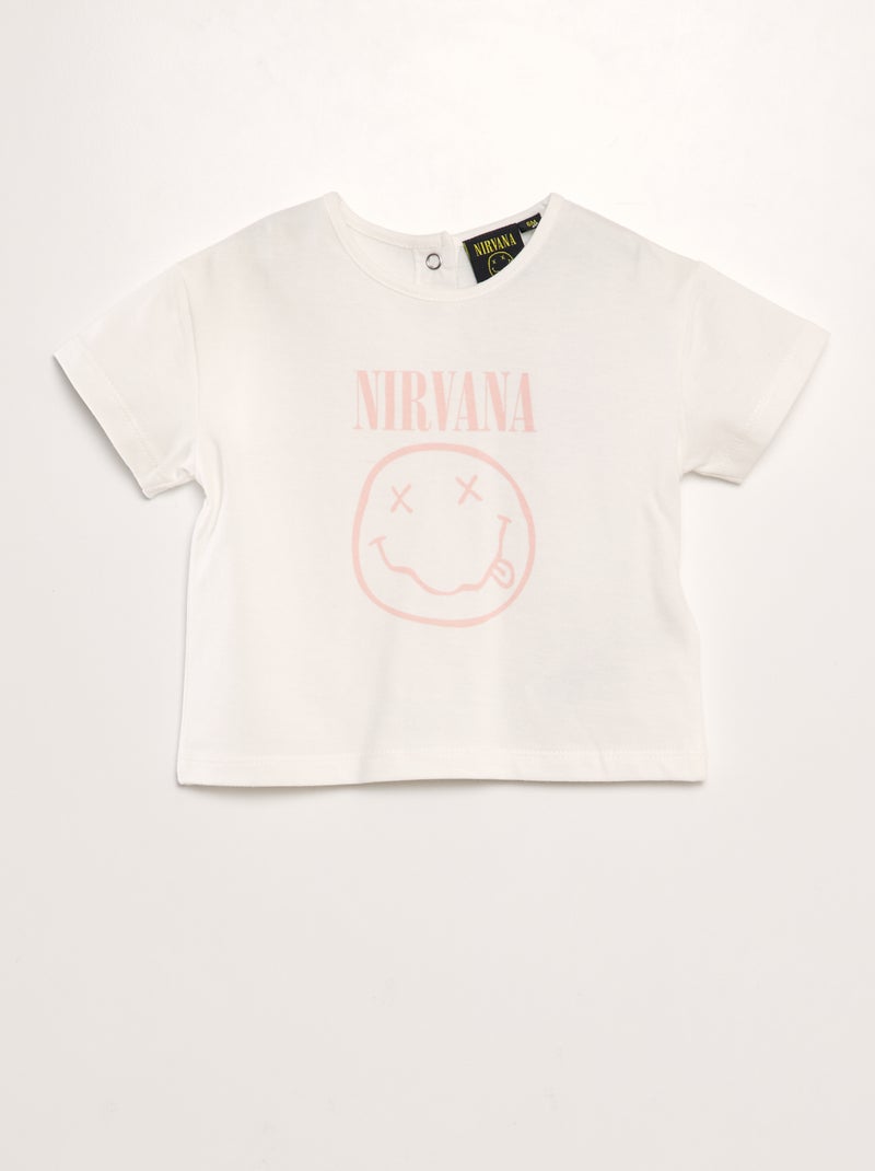 T-shirt en jersey 'Nirvana' manches courtes Blanc - Kiabi