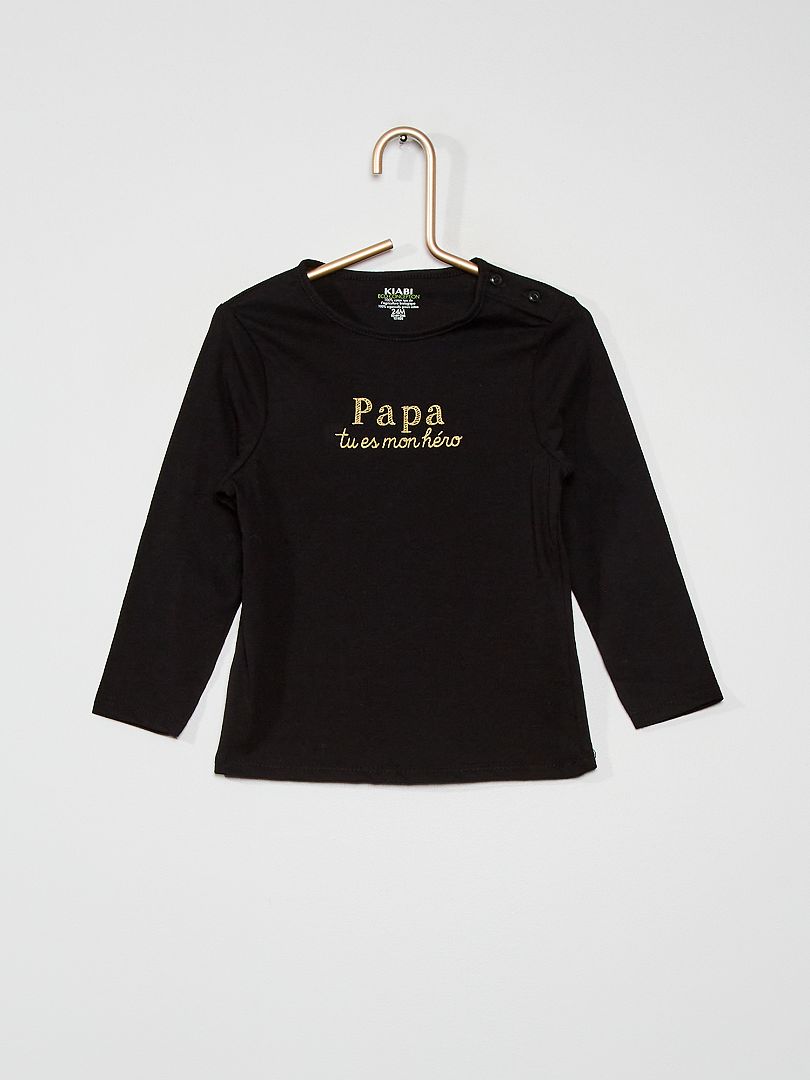 T-shirt en jersey noir 'papa' - Kiabi