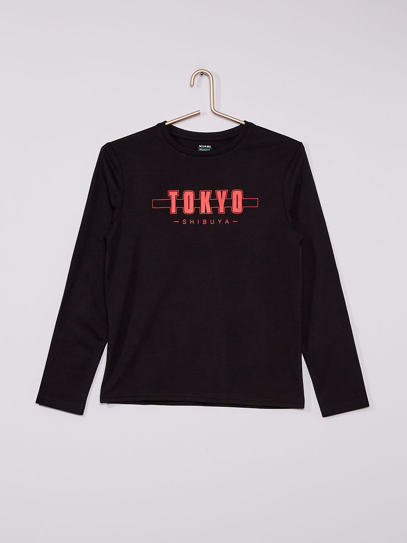 T-shirt en jersey noir tokyo - Kiabi
