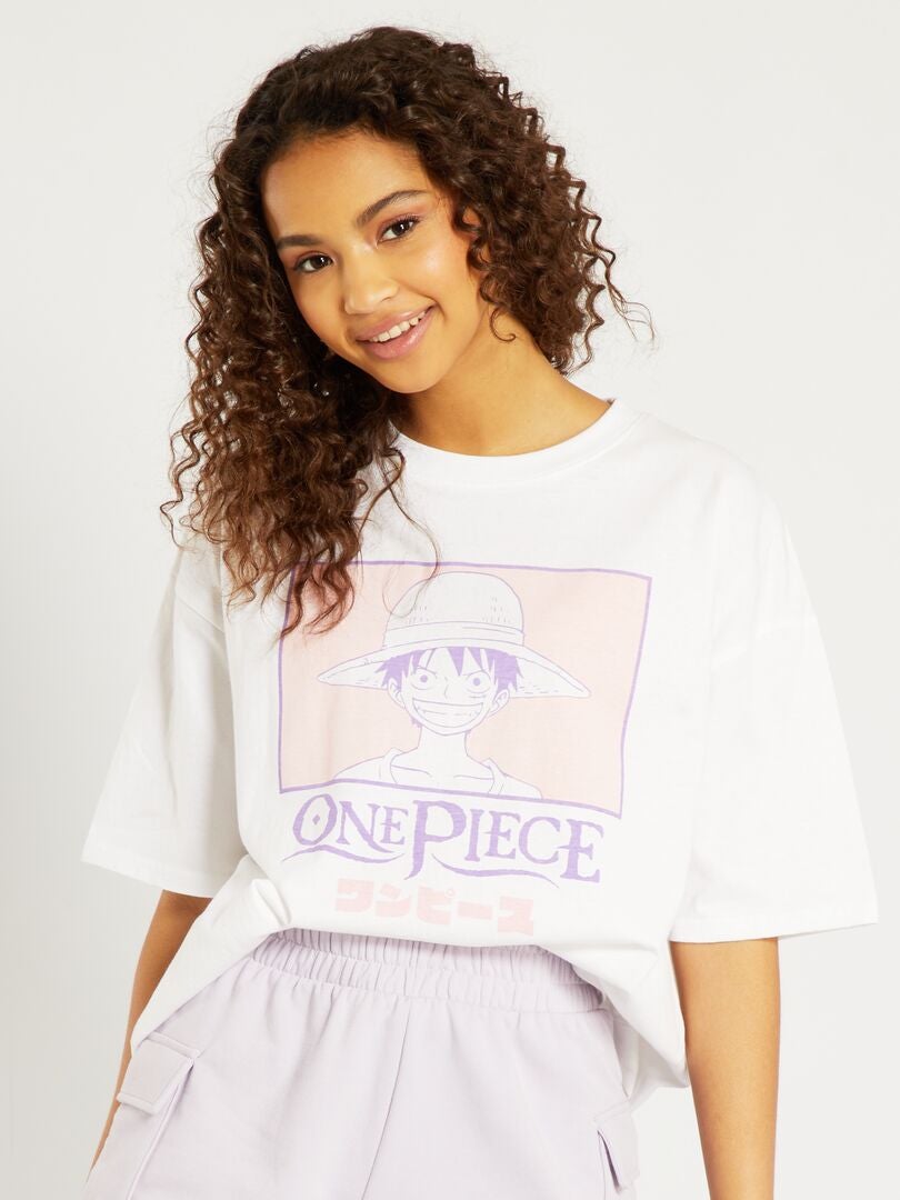 T-shirt en jersey 'One Piece' blanc - Kiabi