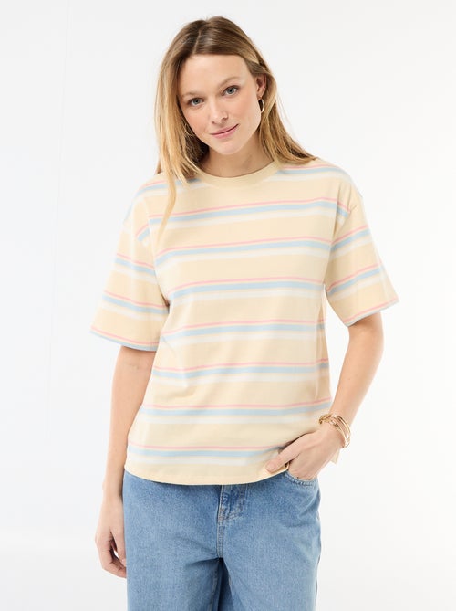 T-shirt en jersey rayé à manches courtes - Kiabi