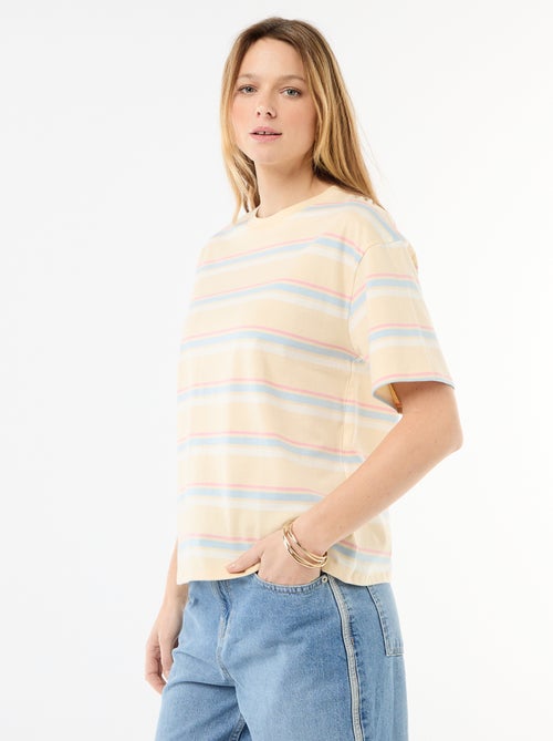 T-shirt en jersey rayé à manches courtes - Kiabi