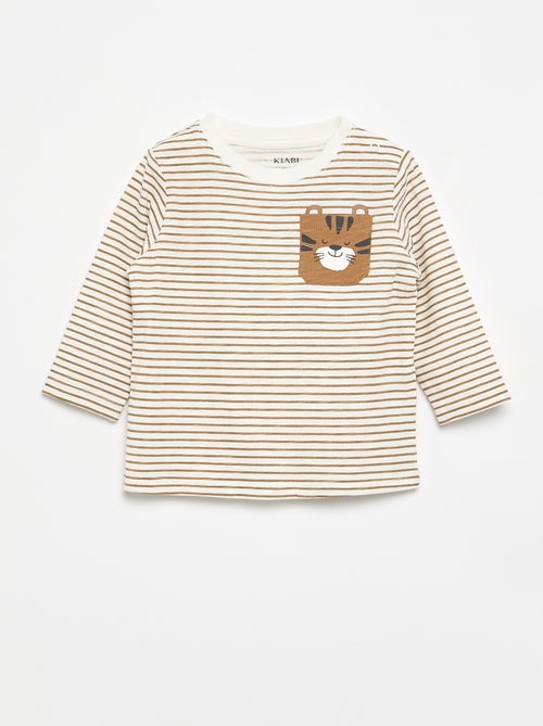T-shirt en jersey rayé à manches longues - Kiabi