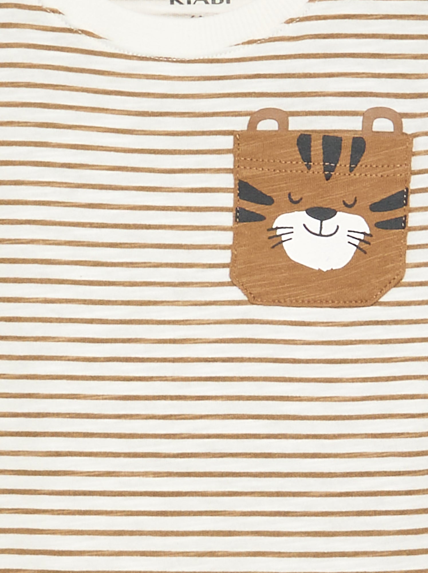T-shirt en jersey rayé à manches longues - Beige