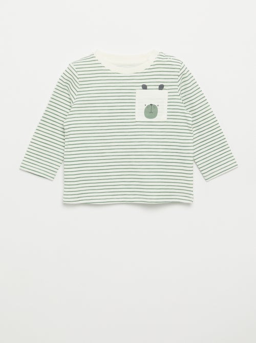 T-shirt en jersey rayé à manches longues - Kiabi