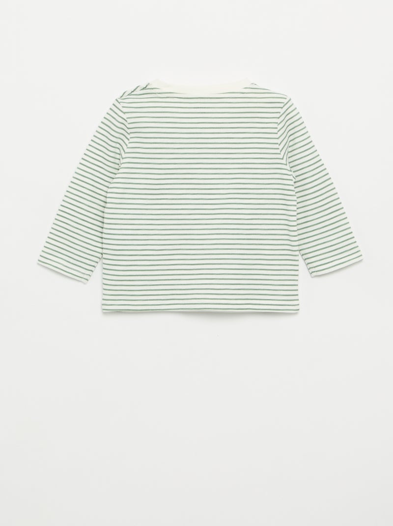 T-shirt en jersey rayé à manches longues Blanc - Kiabi