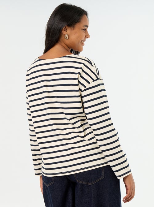T-shirt en jersey rayé à manches longues - Kiabi