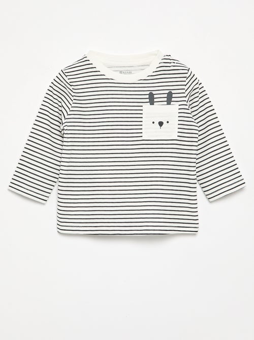 T-shirt en jersey rayé à manches longues - Kiabi