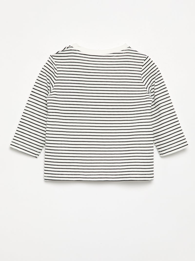 T-shirt en jersey rayé à manches longues Gris - Kiabi