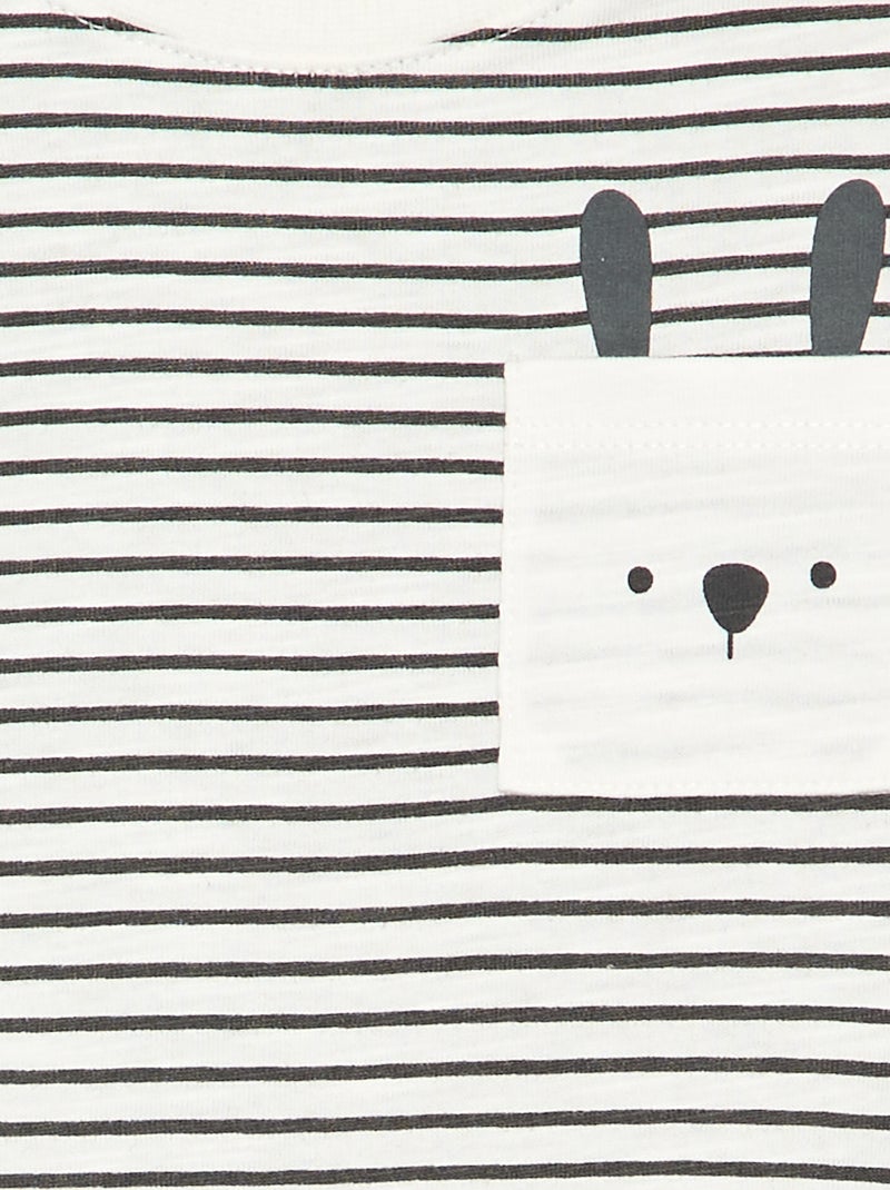 T-shirt en jersey rayé à manches longues Gris - Kiabi