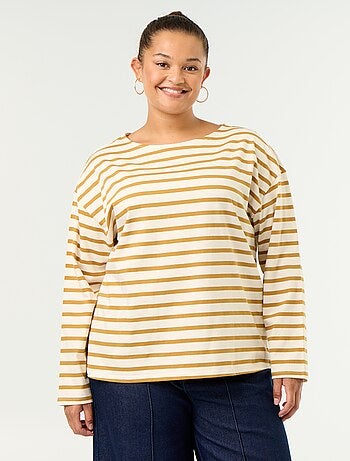 T-shirt en jersey rayé à manches longues