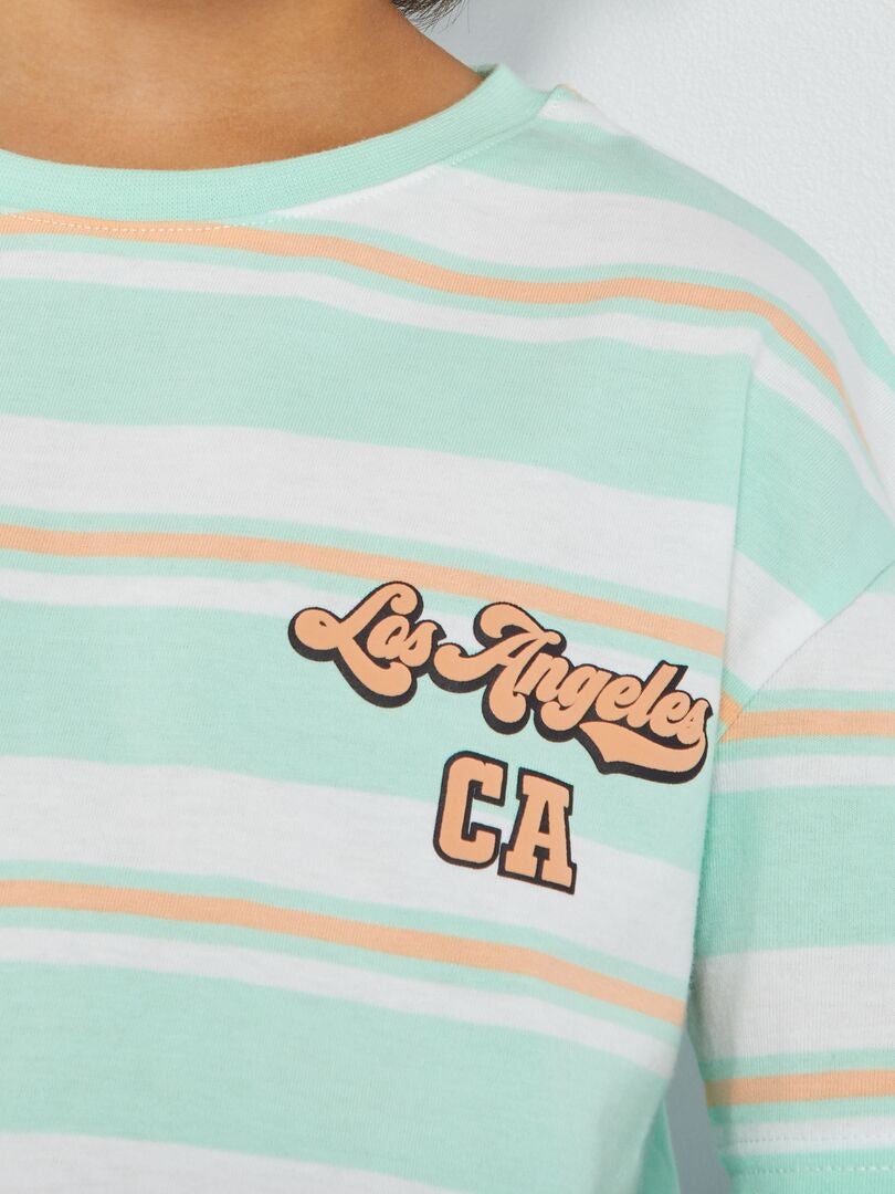 T-shirt en jersey rayé Vert - Kiabi