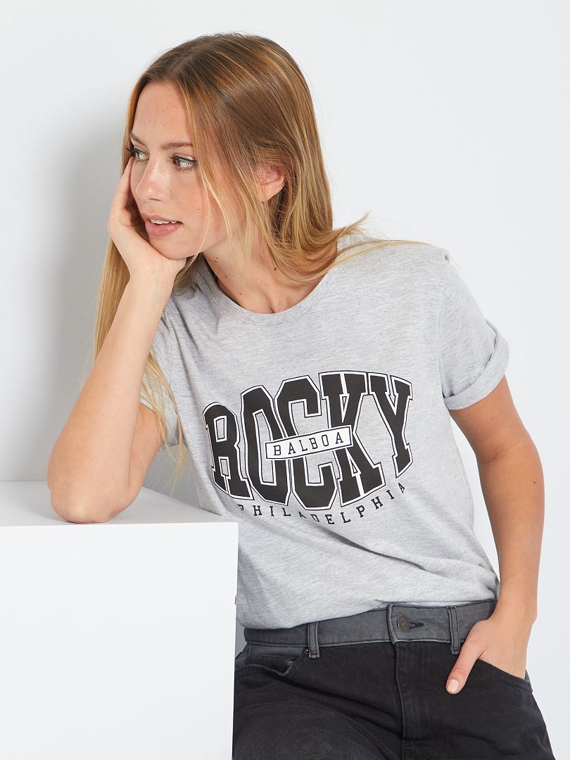 T-shirt en jersey 'Rocky Balboa' Gris - Kiabi
