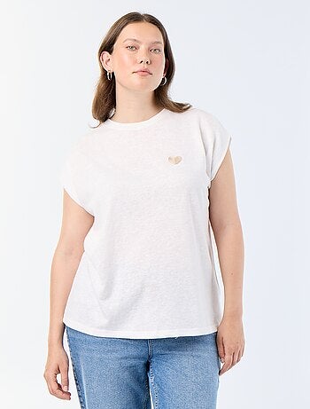 T-shirt en jersey sans manches avec petite broderie poitrine