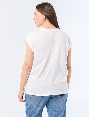 T-shirt en jersey sans manches avec petite broderie poitrine