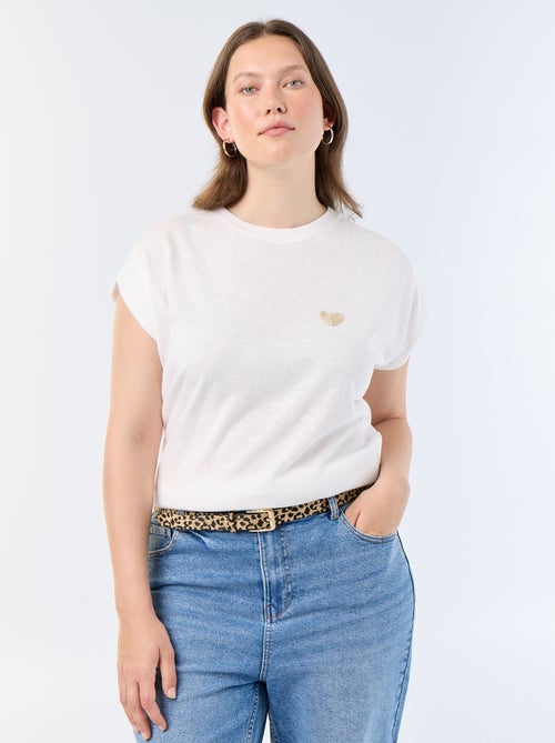 T-shirt en jersey sans manches avec petite broderie poitrine - Kiabi