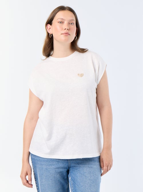 T-shirt en jersey sans manches avec petite broderie poitrine - Kiabi