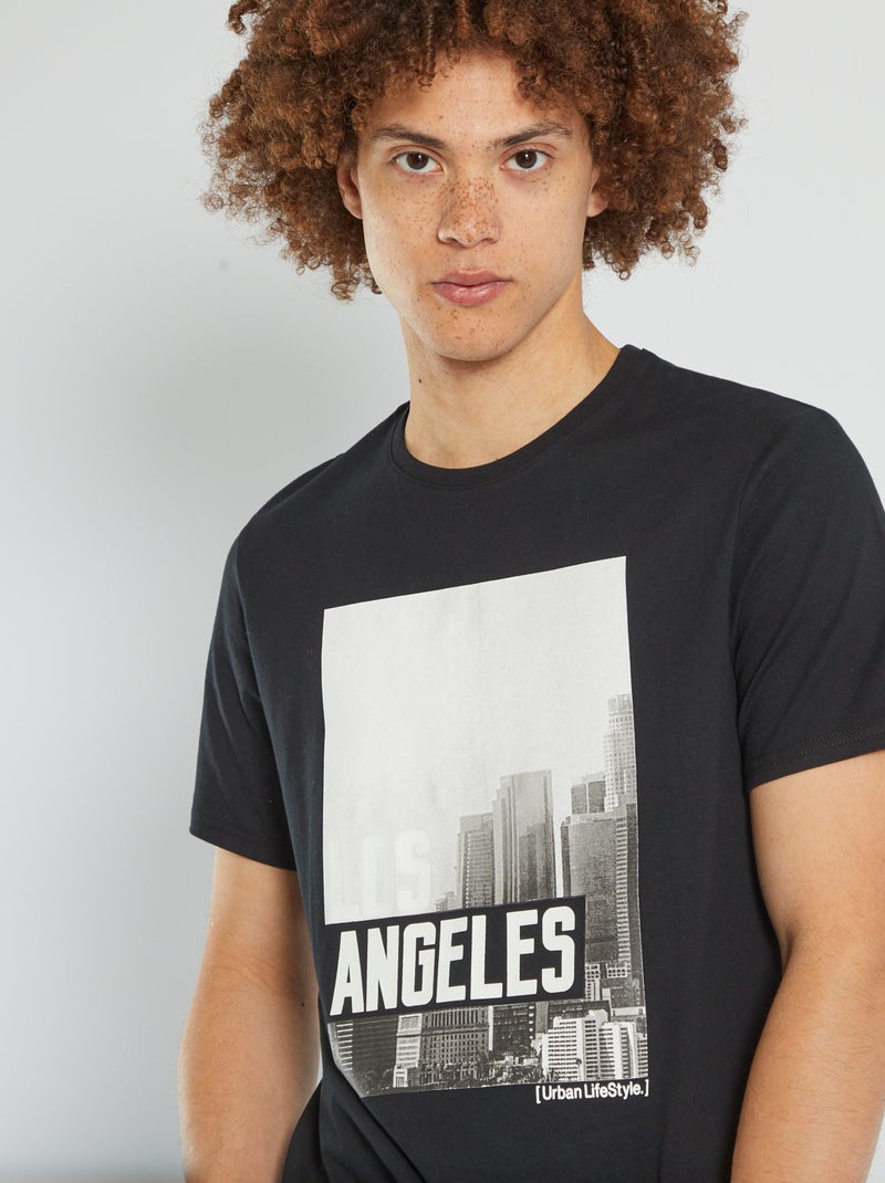 T-shirt en jersey 'T Noir los angeles - Kiabi