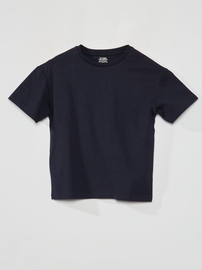 T-shirt en jersey uni Bleu - Kiabi