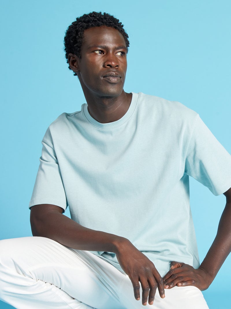 T-shirt en jersey uni Bleu T-sh - Kiabi