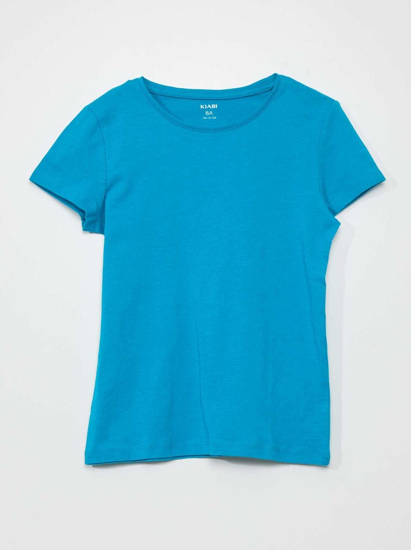 T-shirt en jersey uni Bleu - Kiabi