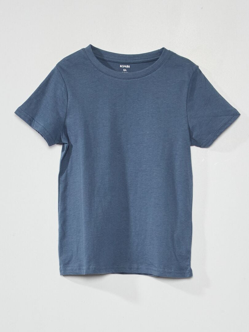 T-shirt en jersey uni Bleu - Kiabi