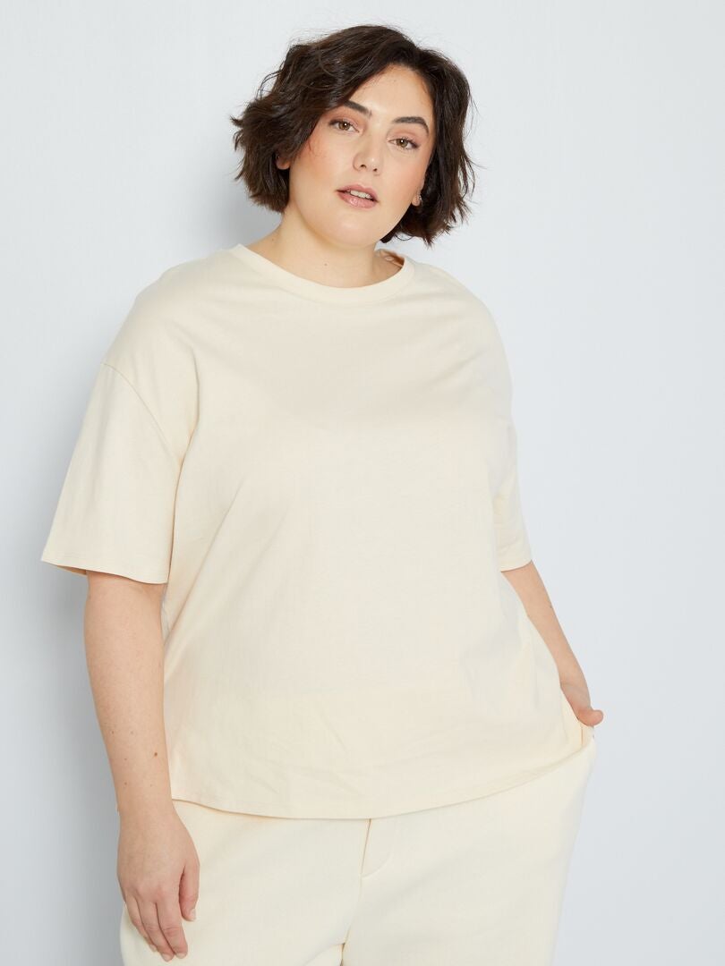 T-shirt en jersey uni écru - Kiabi