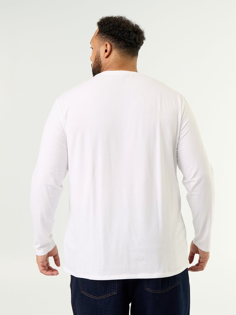T-shirt en jersey uni manches longues Blanc - Kiabi