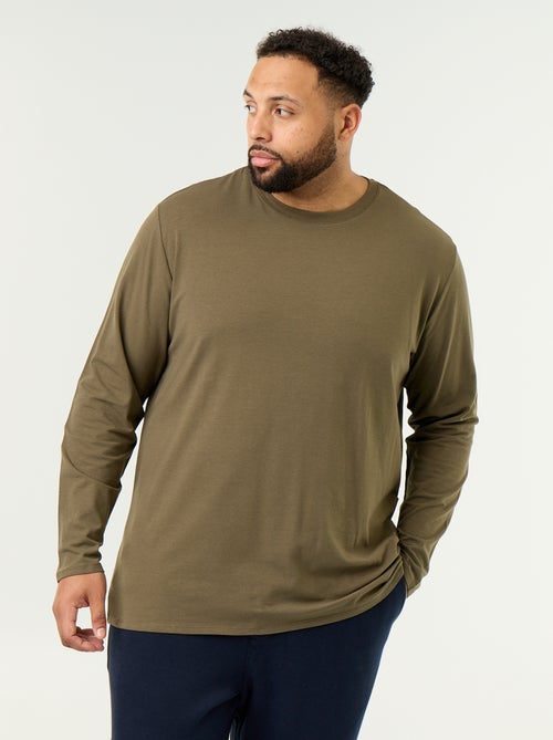T-shirt en jersey uni manches longues - Kiabi
