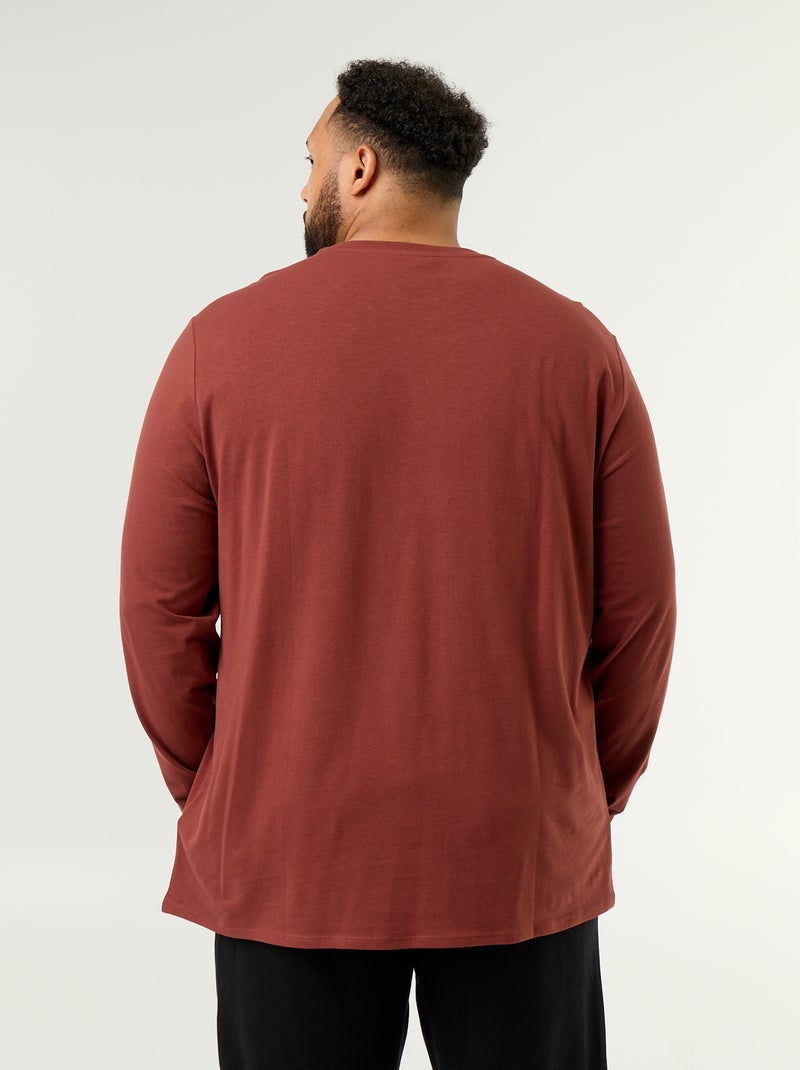 T-shirt en jersey uni manches longues Marron - Kiabi