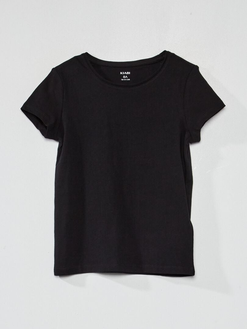 T-shirt en jersey uni noir - Kiabi